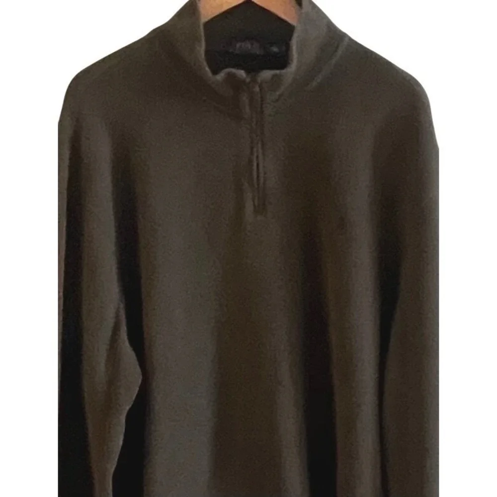 Polo Ralph Lauren 1/4 Zip Khaki Green Long‎ Sleeve Purple Pony Sweater XXL Men's